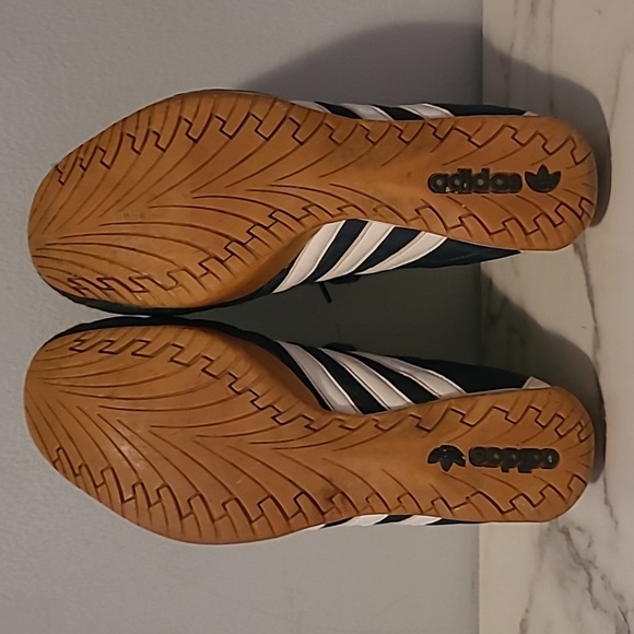 Vintage Adidas Goodyear Monaco Navy Quilted White Leather Racing Shoes Mens 8.5 - Picture 12 of 16